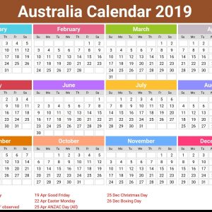 Free Australia Calendar 2019 Pdf Excel Word Templates April