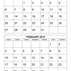 Free Download Printable Calendar 2019 2 Months Per Page 6 Pages