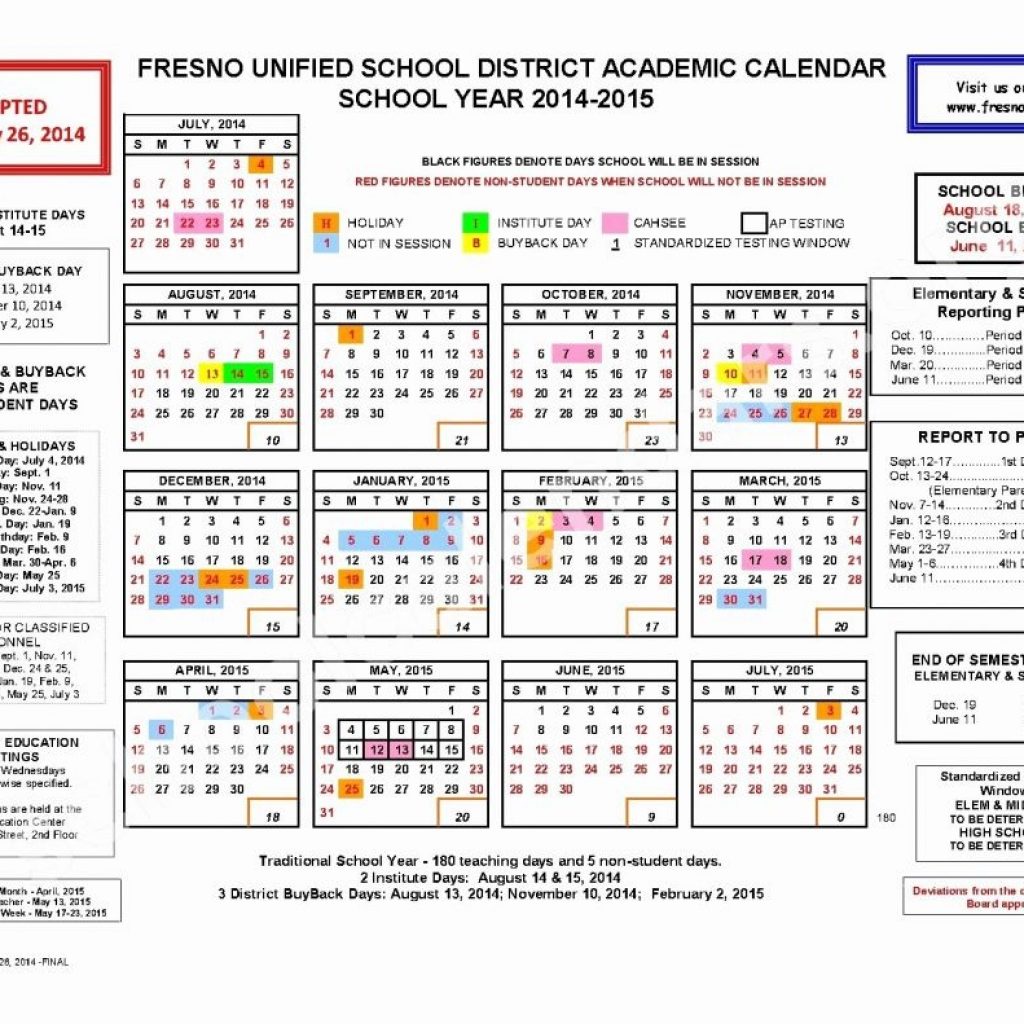 Fresno Unified School District Calendar 2018 Fresno Unified Calendar