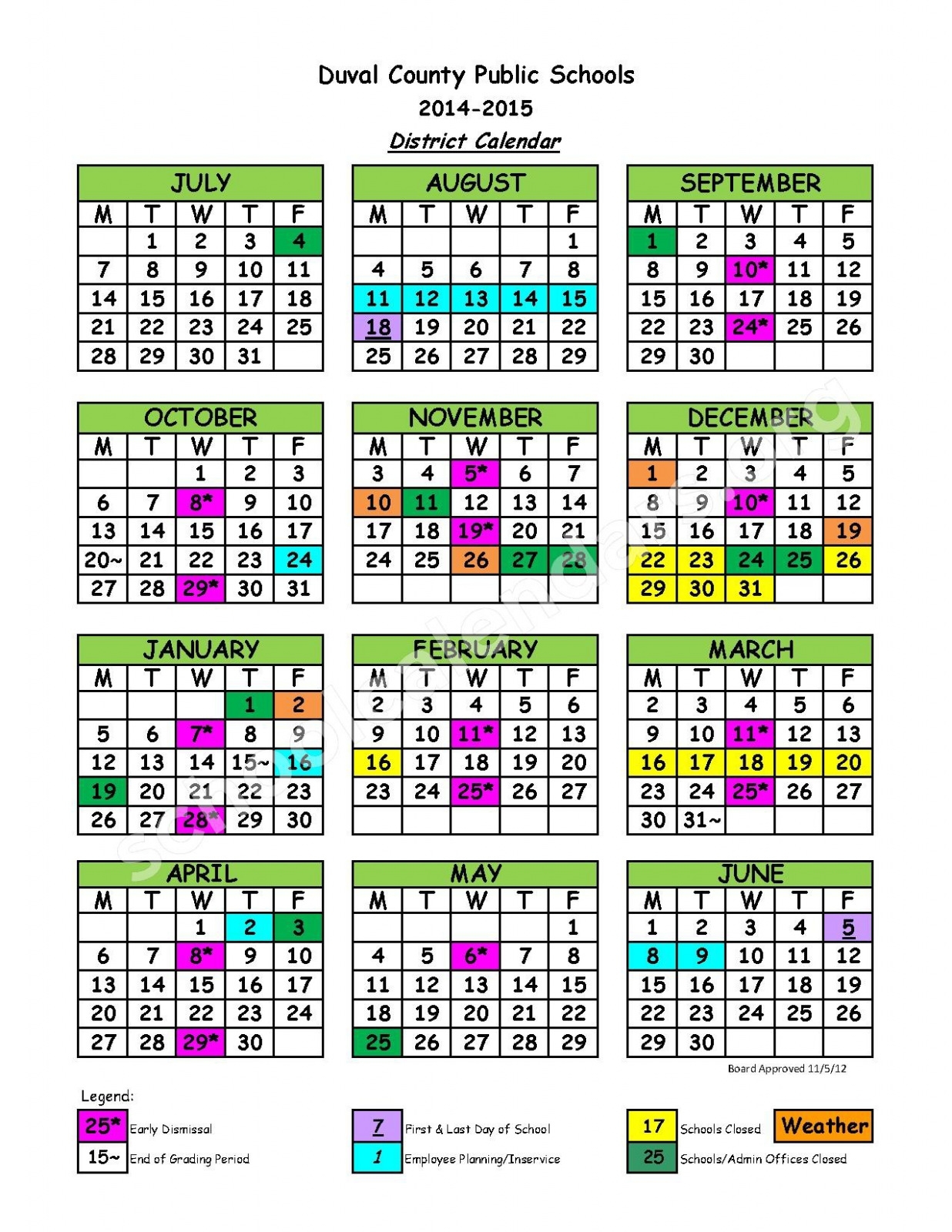 Get Duval County School Calendar Monthly Calendar 2017 Download