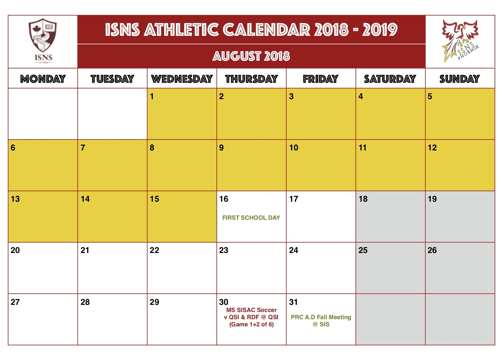 Isns Athletic Calendar International School Of Nanshan Shenzhen