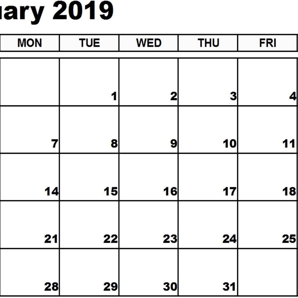 January 2019 Calendar Xls Printable Calendar Calendar2019