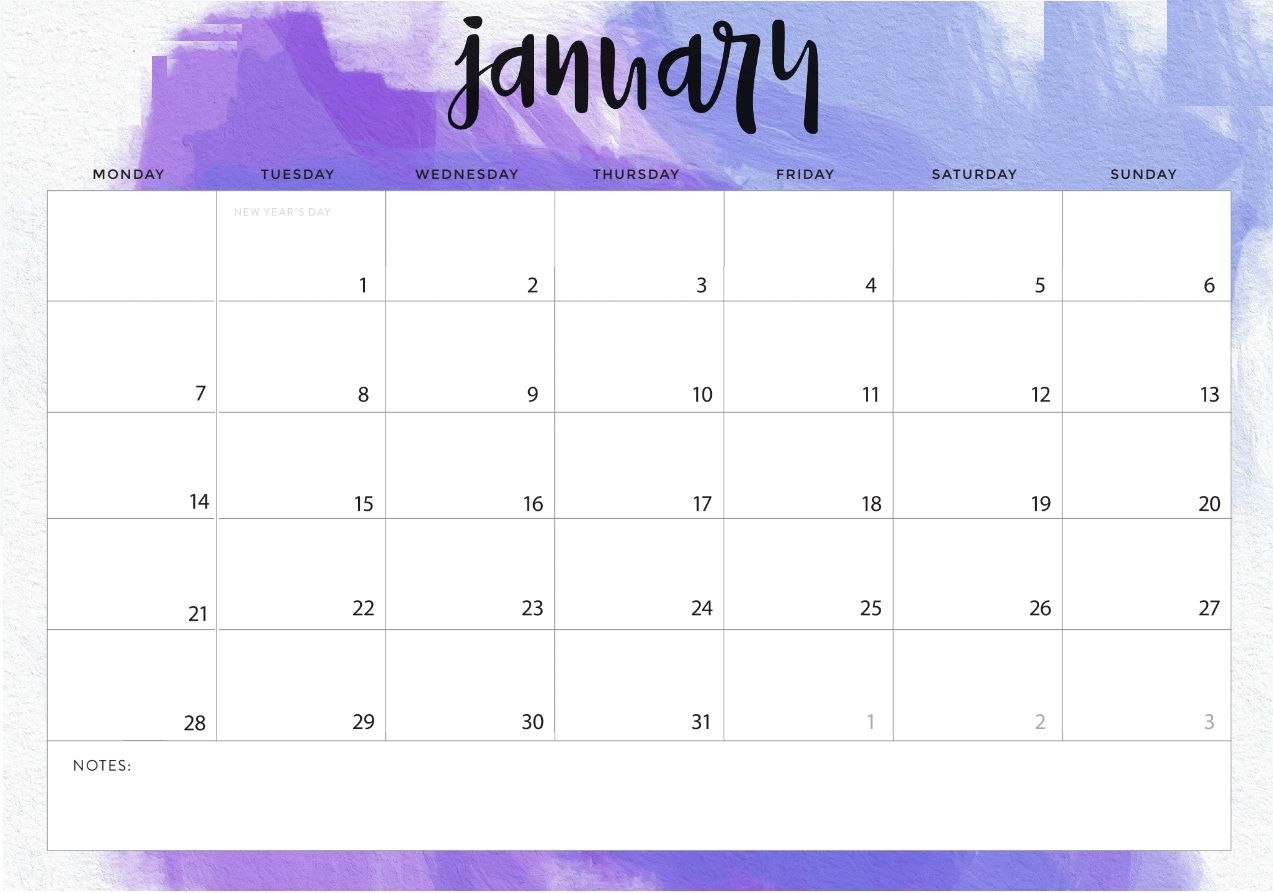 January 2019 Desk Calendar Printable Template Planner 