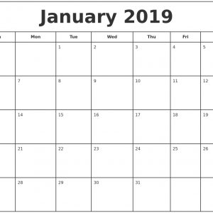 January 2019 Print Free Calendar