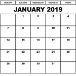 January 2019 Printable Calendar Template Pdf Excel Word January