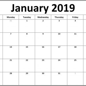 January Calendar 2019 Pdf Free Printable 2018 Calendar Templates