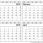 January February March April 2019 Calendar To Print All 12 Month