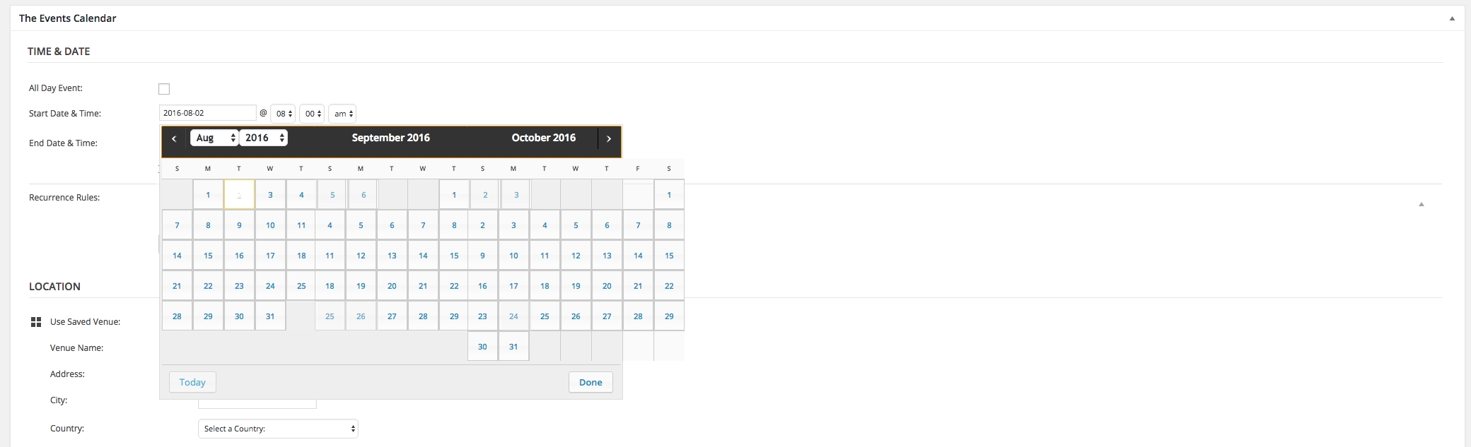 Jquery Ui Calendar Datepicker The Events Calendar