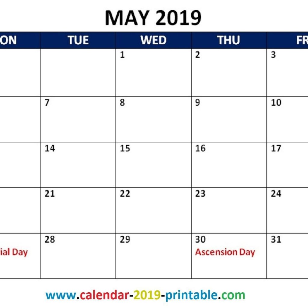 May 2019 Calendar With Holidays 2019 Calendars Pinterest