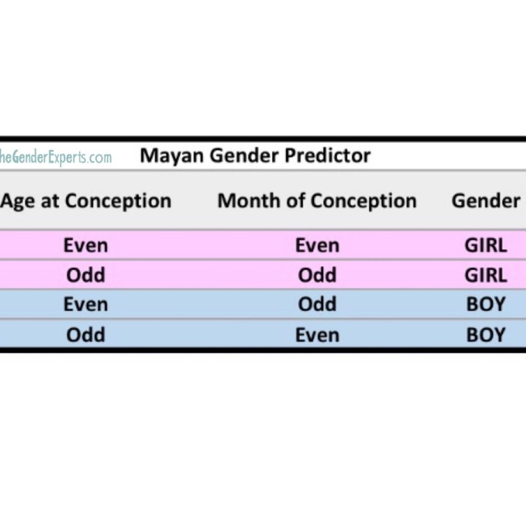 Mayan Gender Predictor Chart The Gender Experts