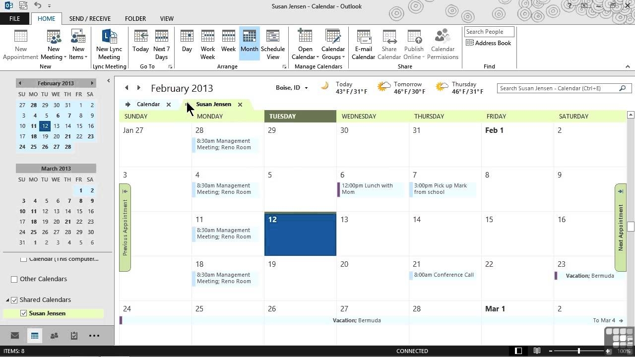 Microsoft Outlook 2013 Tutorial Sharing Calendars And Outlook 