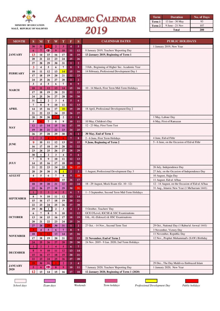 Ministry Of Education On Twitter Academic Calendar 2019