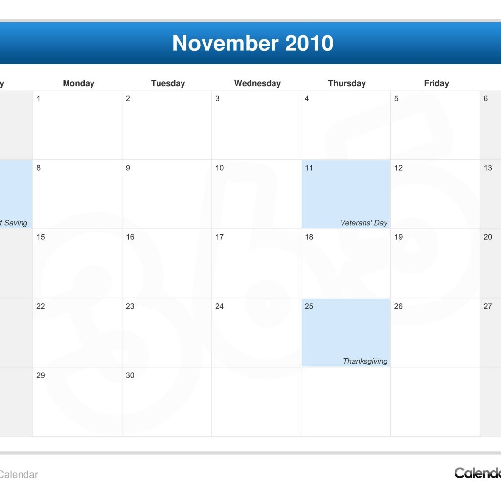 November 2010 Calendar