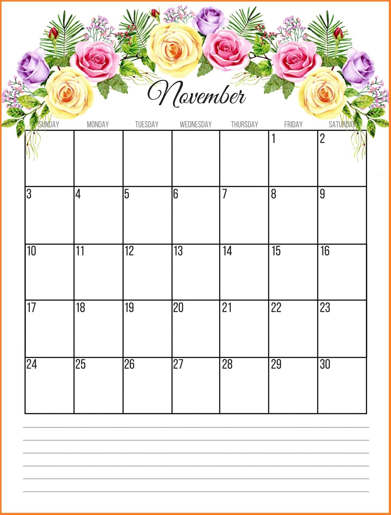 November 2019 Floral Calendar Calendar Pinterest Calendar 