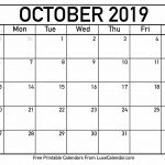 October 2019 Printable Calendars Luxe Calendar