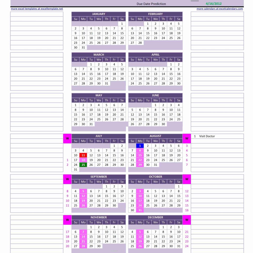 Pregnancy Calendar Excel Calendars