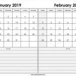 Print January February 2019 Calendar Template 2 Month Calendar