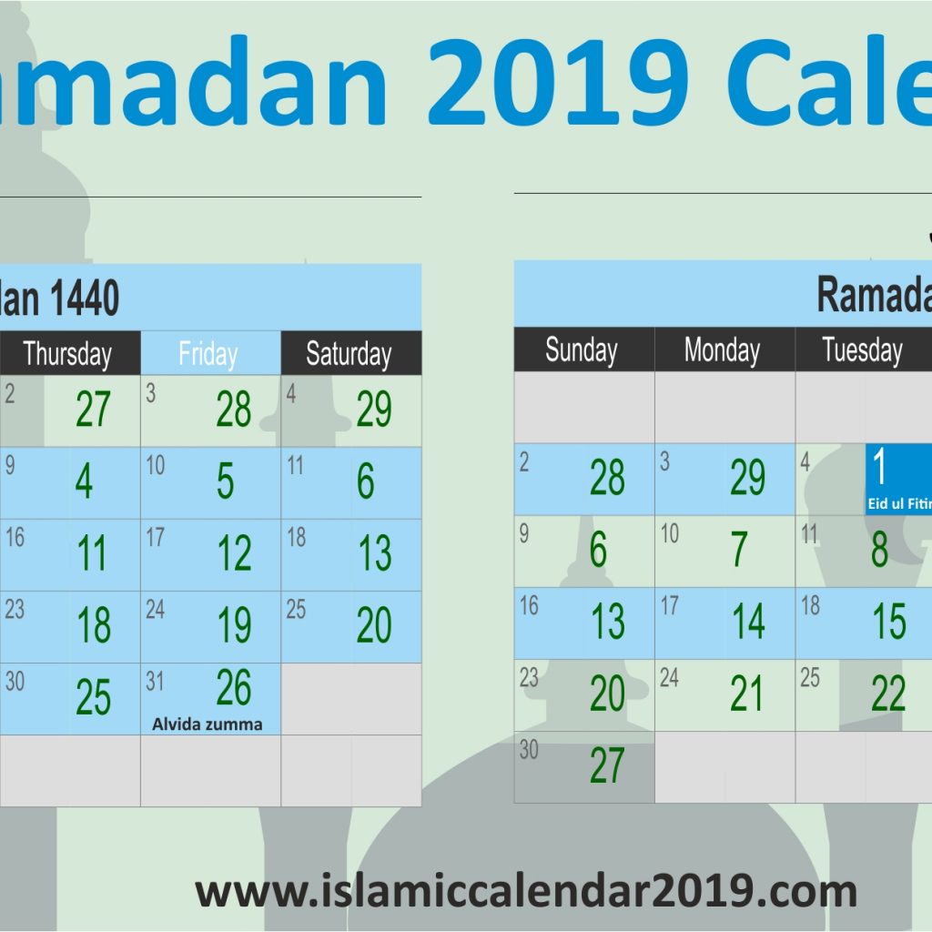 Ramadan Calendar 2019 Eid Ul Fitr Islamic Calendar 2019