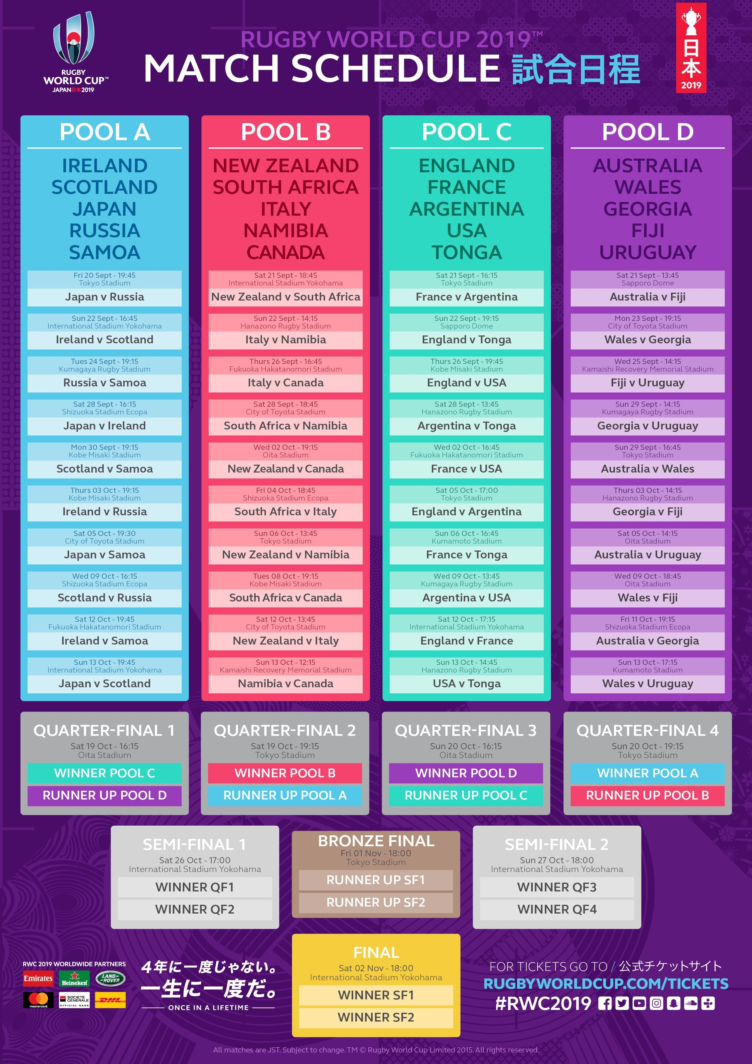 Rwc 2019 Match Schedule