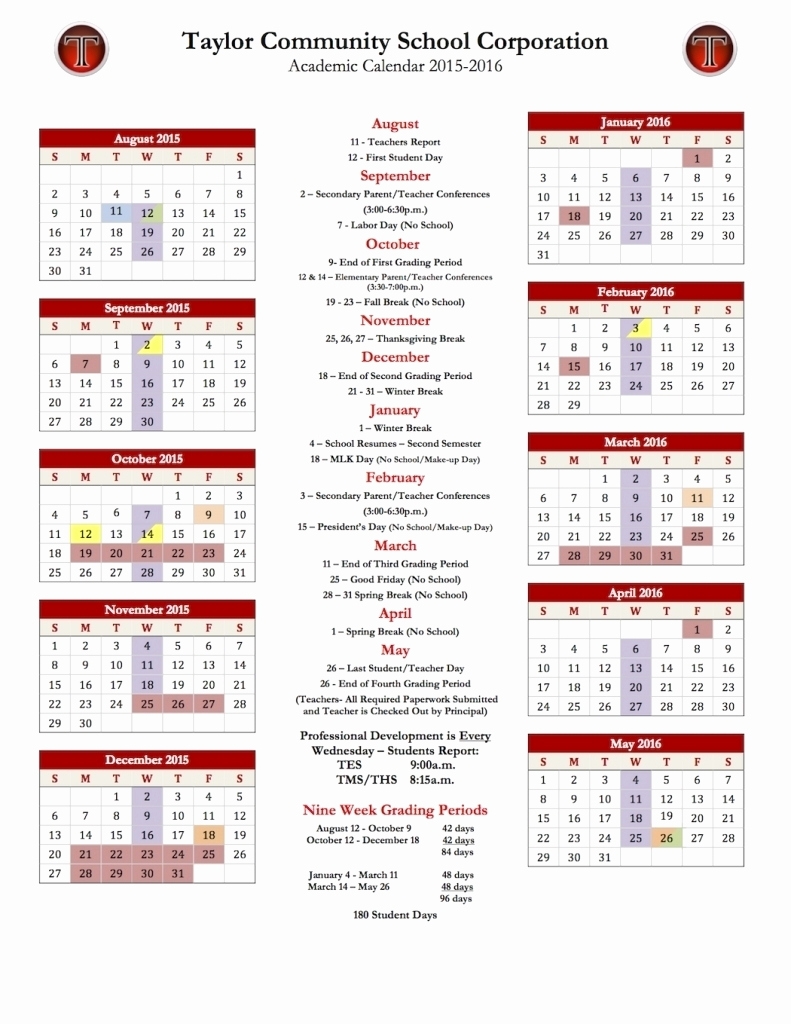 School Calendar Template Academic Calendars As Free Printable Word