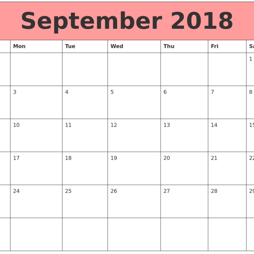 September 2018 Calendars That Work