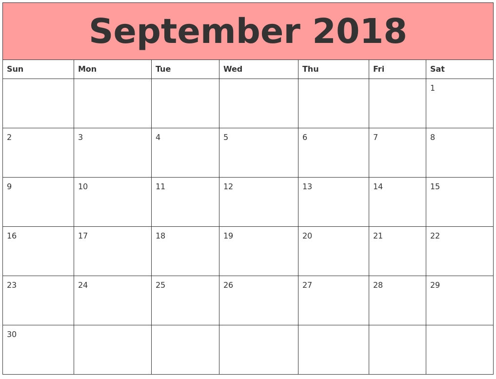 September 2018 Calendars That Work