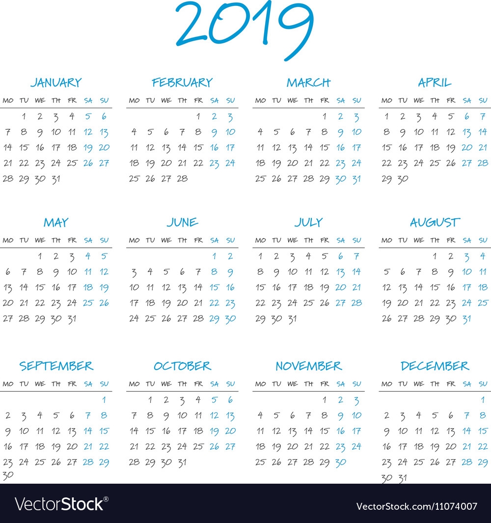 Year Calendar 2019 | Qualads