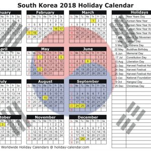 South Korea 2018 2019 Holiday Calendar