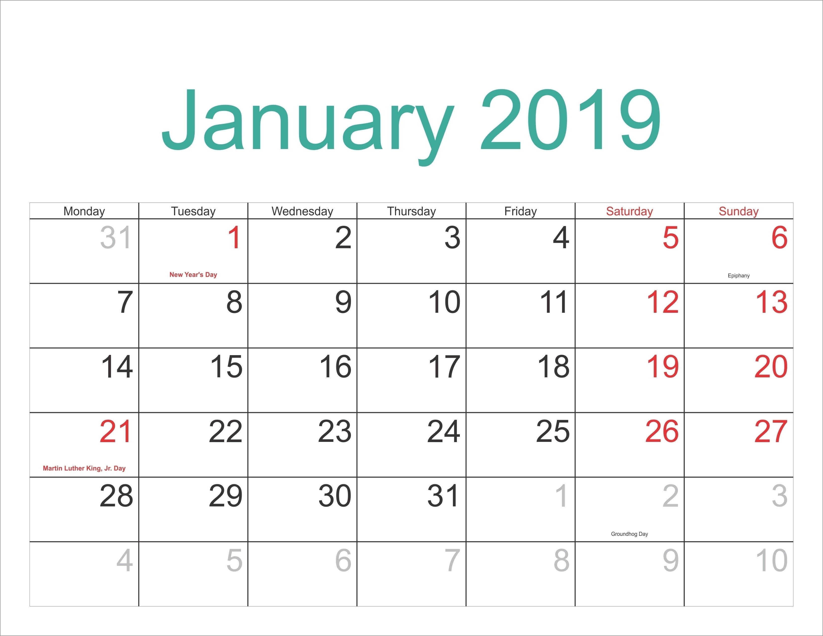 Tithi Calendar January 2019 Calendar Creative Printable January 