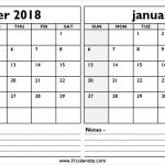 Two Month December 2018 January 2019 Calendar 31 Calendar