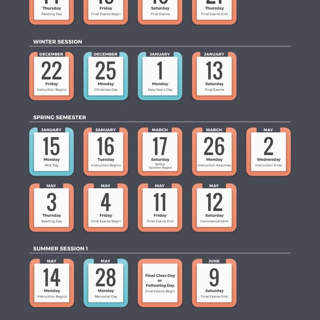 Uiuc Academic Calendar 2017 2018 School Schedule Infographic