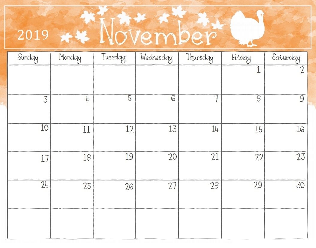 Watercolor November 2019 Calendar Calendar 2018 Pinterest 