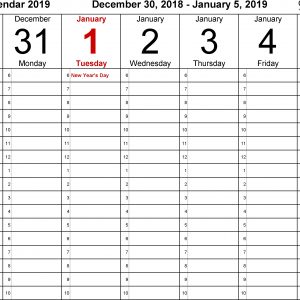 Weekly Calendar 2019 For Word 12 Free Printable Templates