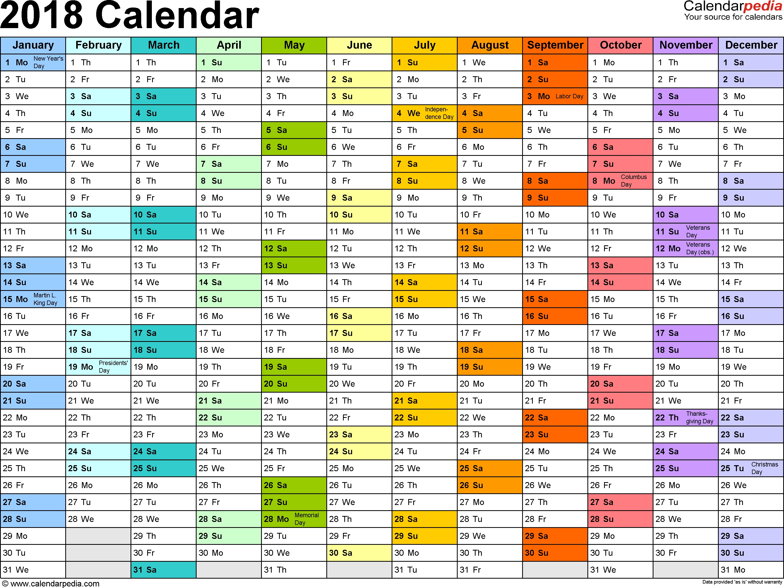 2018 Calendar Download 17 Free Printable Excel Templates Xlsx 