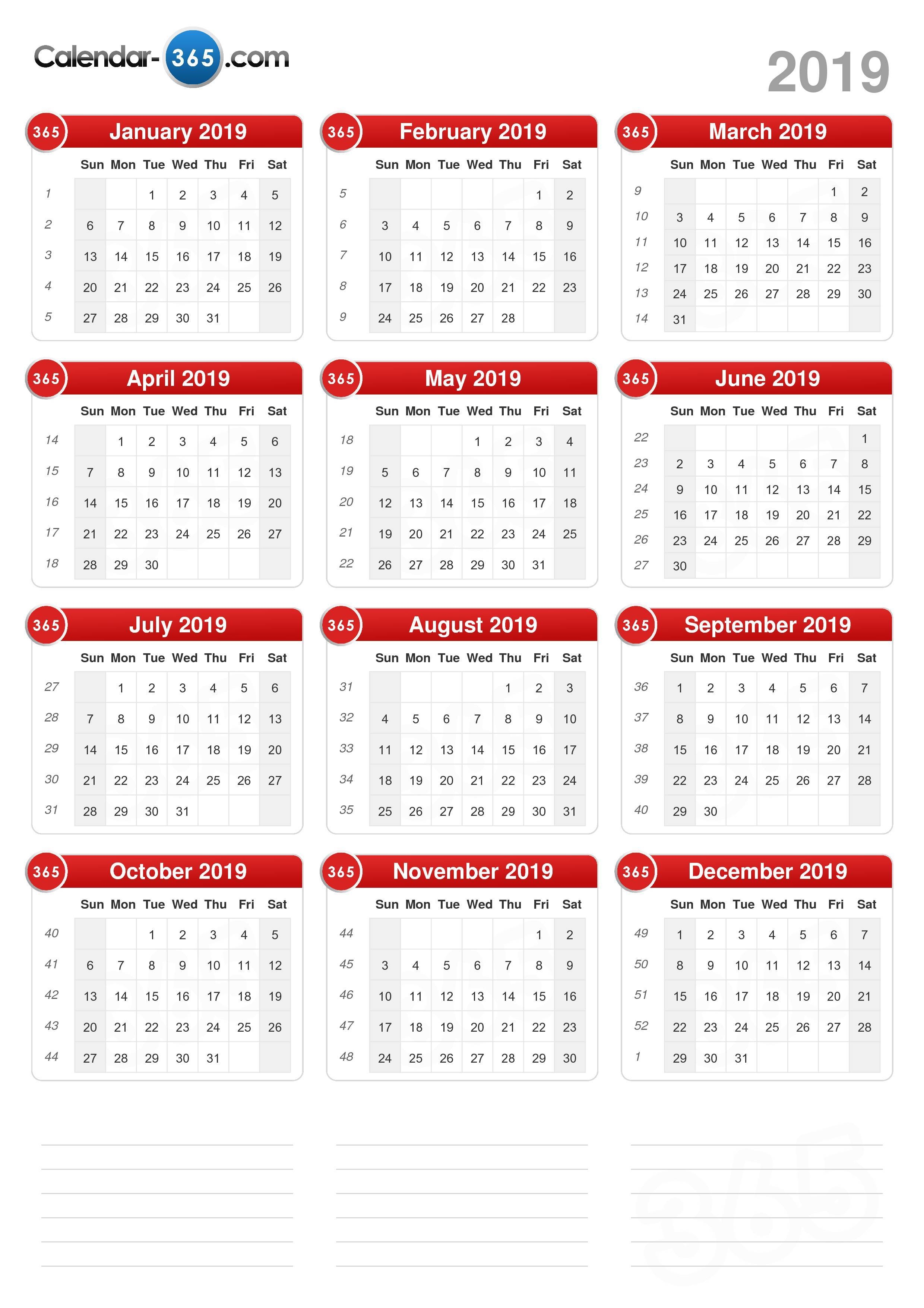 2019 Calendar Printable Calendar 2019 Time And Date Printable 