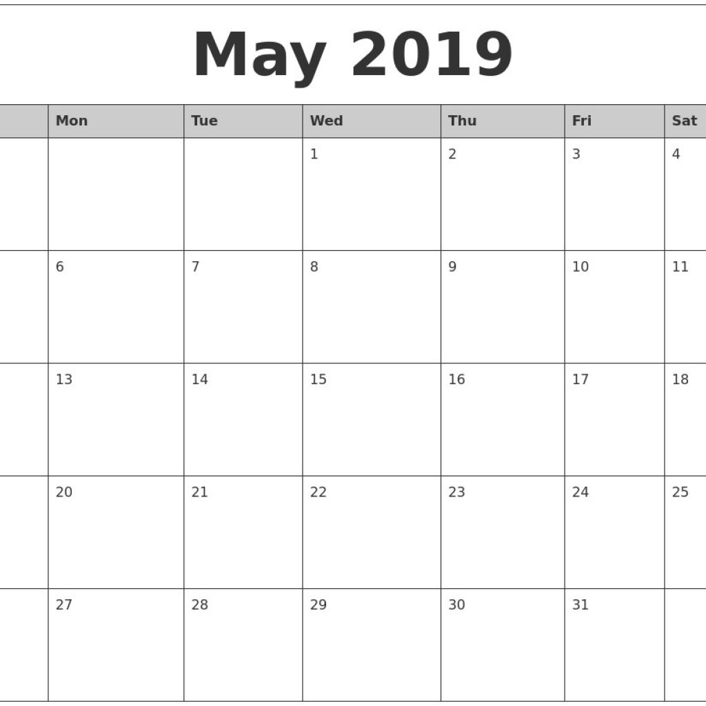 2019 Calendar Printable Microsoft Word 2019 Printable Calendar Word