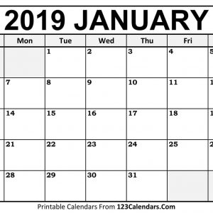 2019 Printable Calendar 123calendars