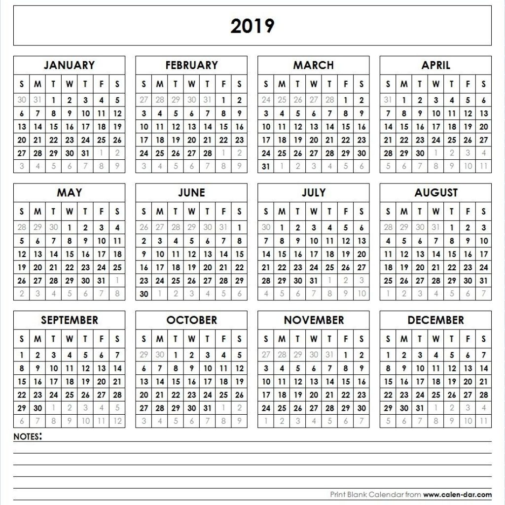 2019 Printable Calendar Yearly Calendar Pinterest Calendar