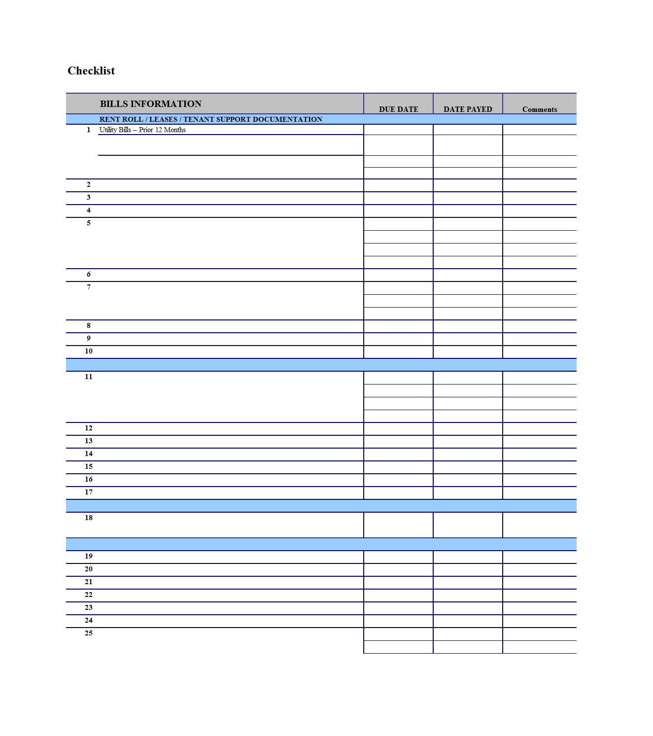 32 Free Bill Pay Checklists Bill Calendars Pdf Word Excel 