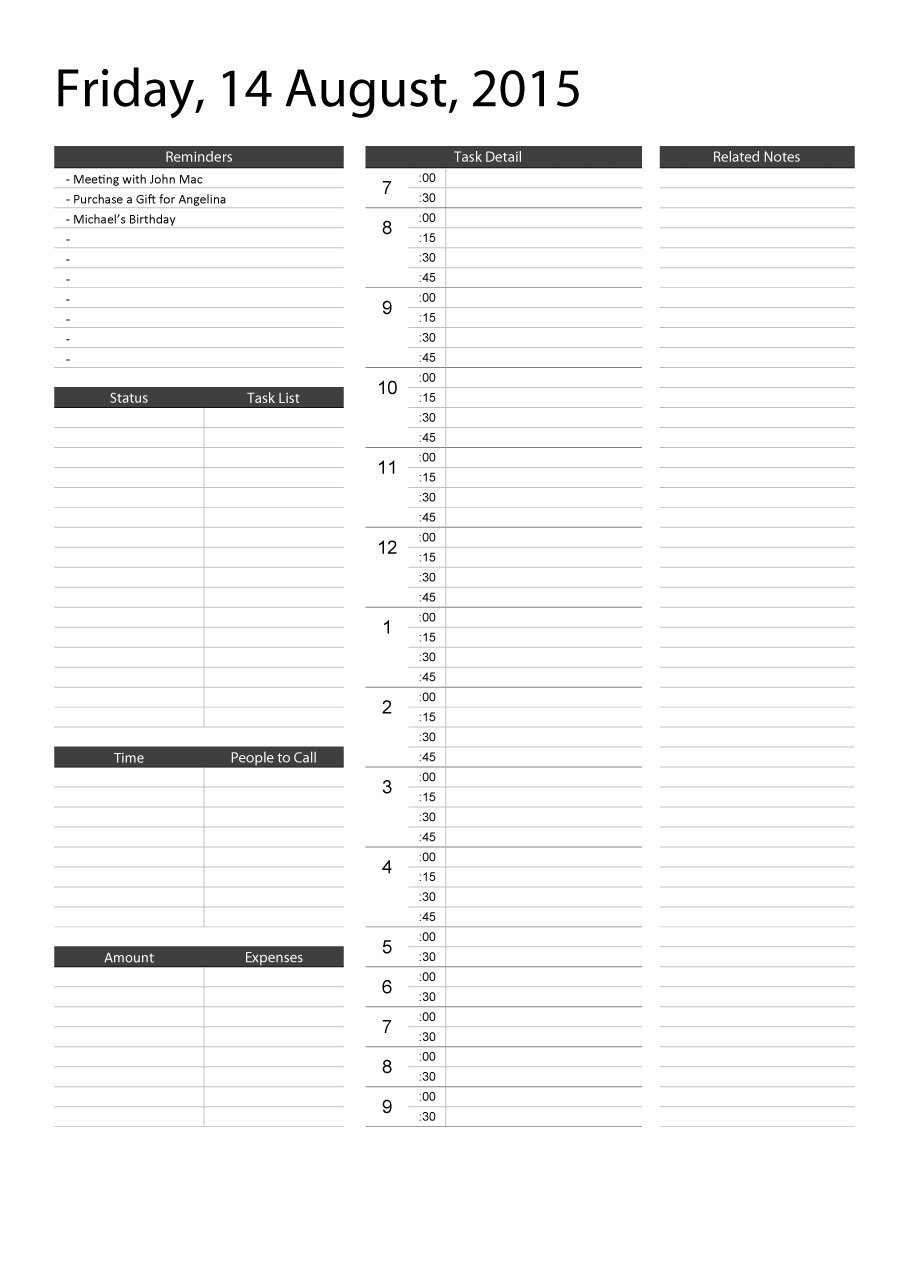 40 Printable Daily Planner Templates Free Template Lab 