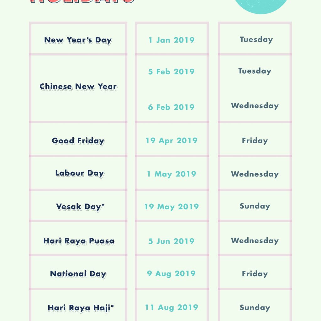 6 Long Weekends In Singapore In 2019 Bonus Calendar Cheatsheet