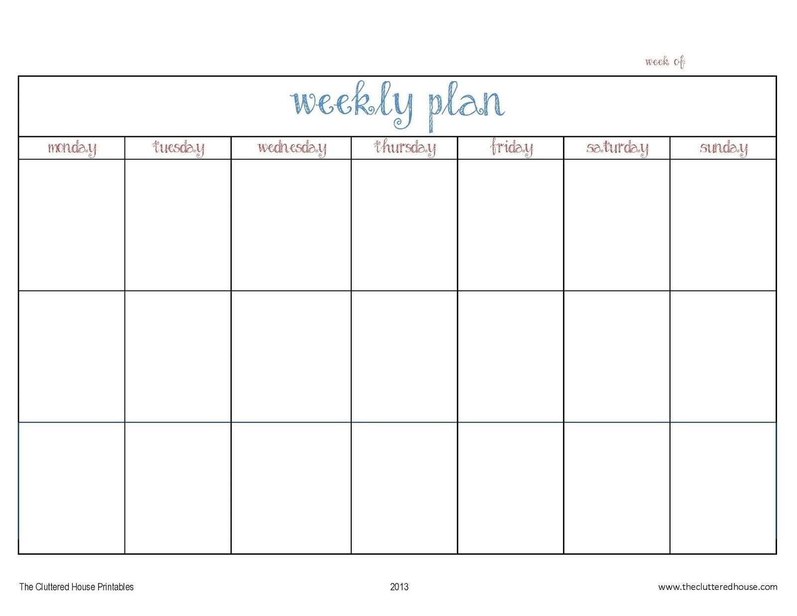 7 Day Weekly Planner Template Printable Template Calendar Design 