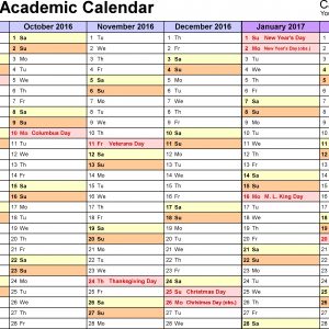 Academic Calendars 20162017 Free Printable Word Templates