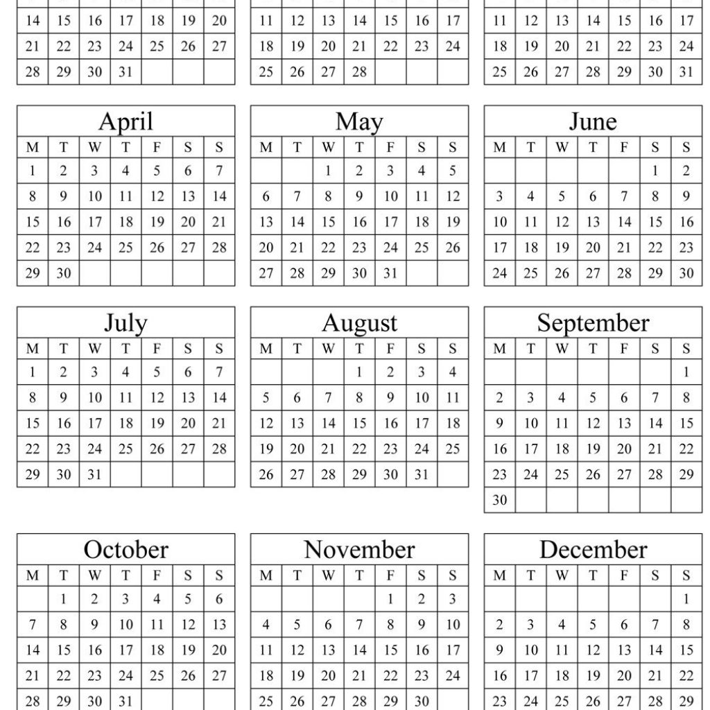 Annual Calendar 2019 Portrait Printable Calendar 2017 2018 2019