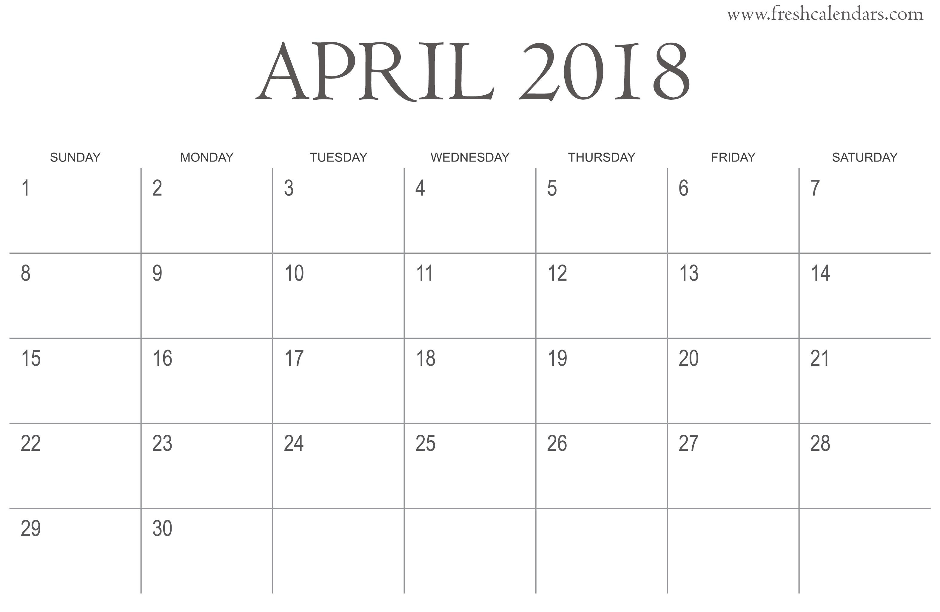 April 2018 Printable Calendars Fresh Calendars