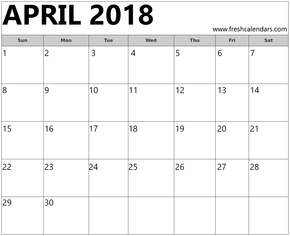 April 2018 Printable Calendars Fresh Calendars