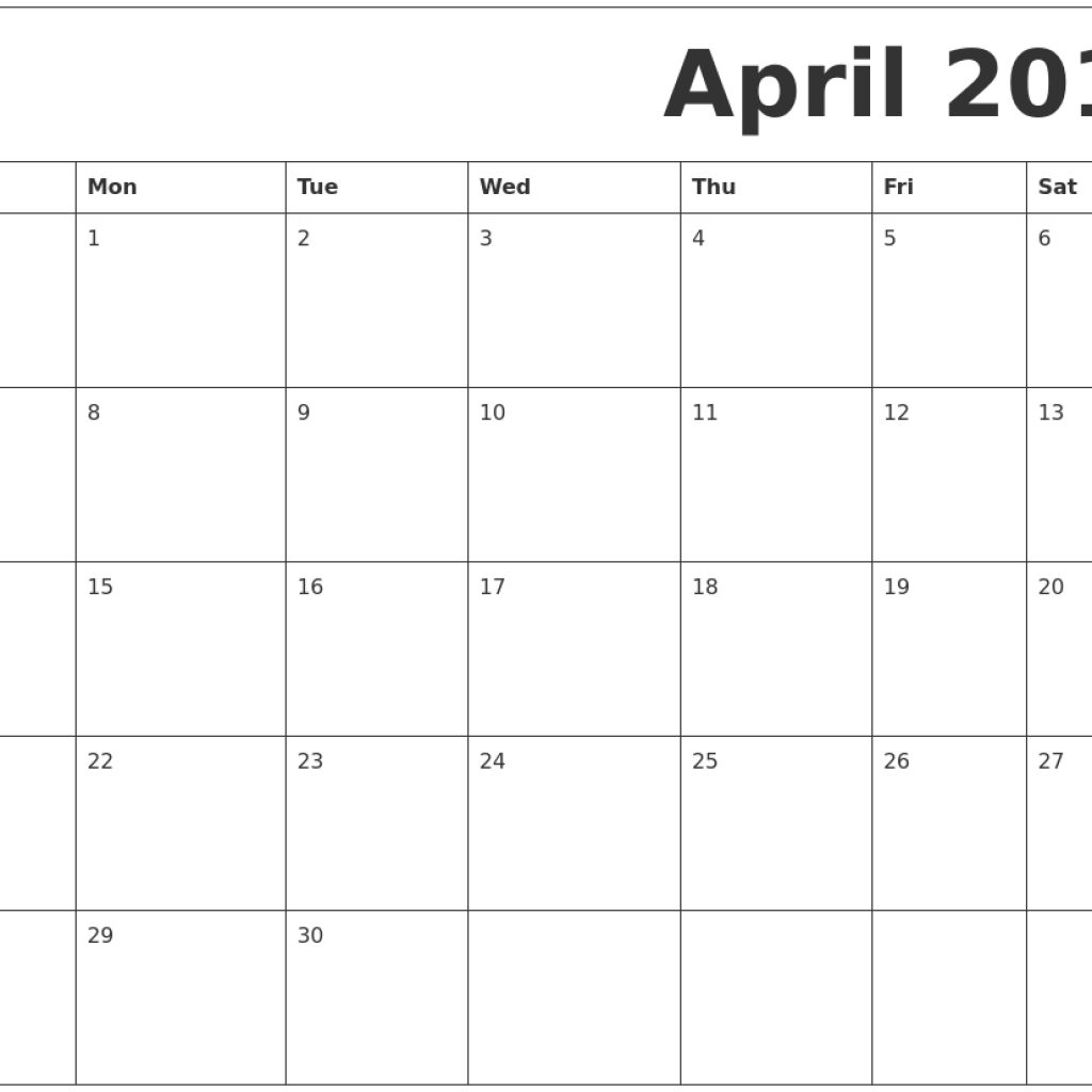 April 2019 Free Printable Calendar