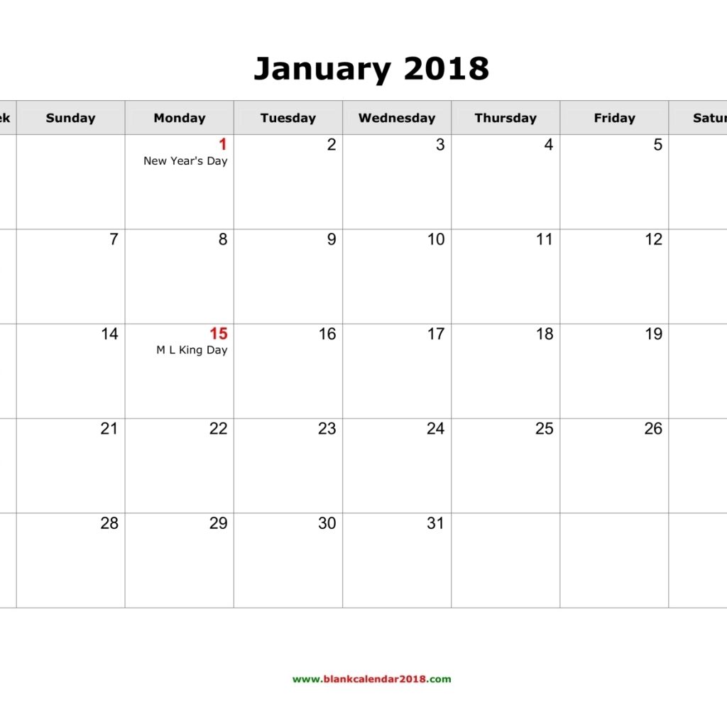 Blank Calendar 2018