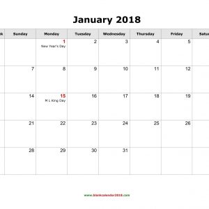 Blank Calendar 2018