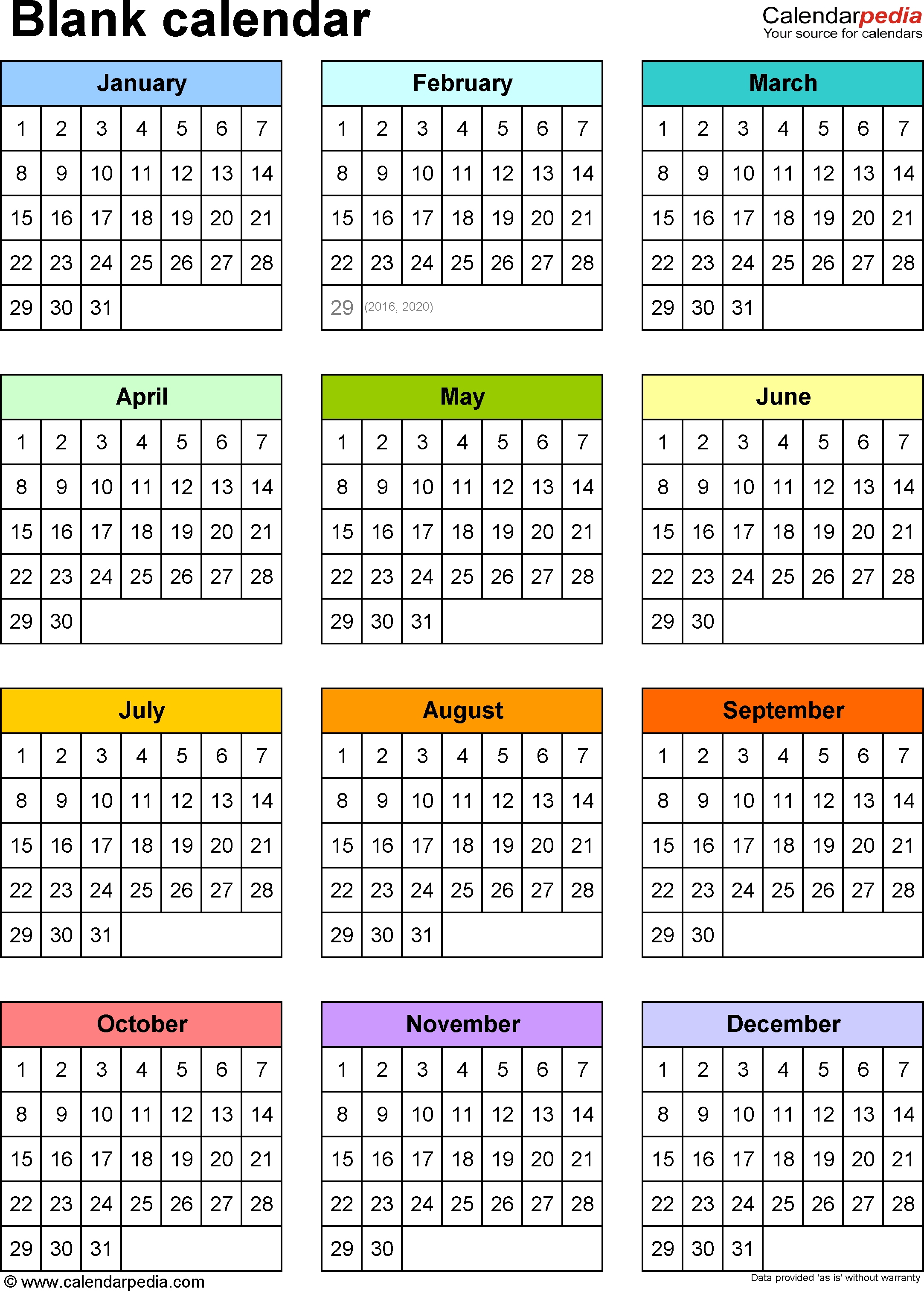 Blank Calendar 9 Free Printable Microsoft Word Templates 